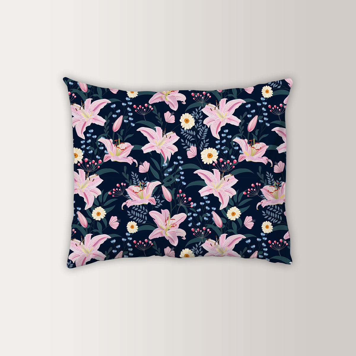 Lily Flower With Floral Pink Pillow Case