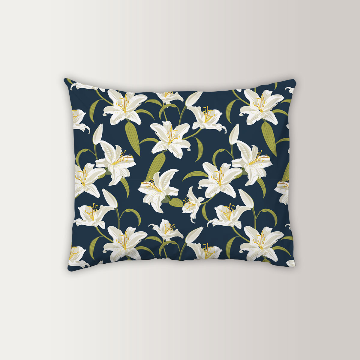 Lily Seamless Pattern On Blue Background Pillow Case