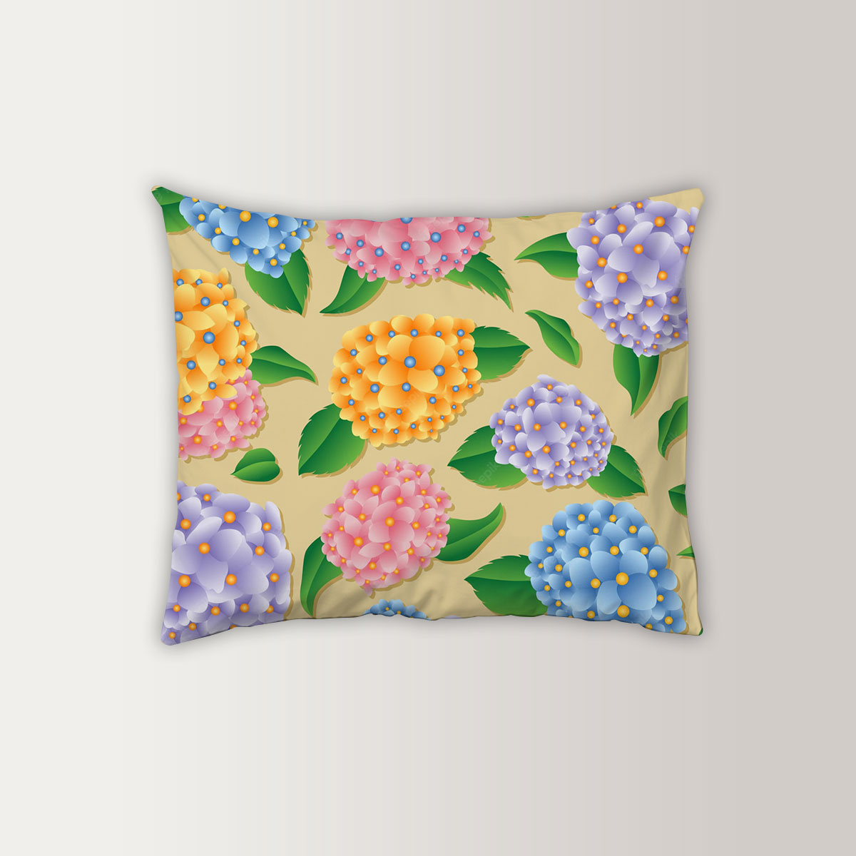 Multi Color Hydrangea Flower Pillow Case