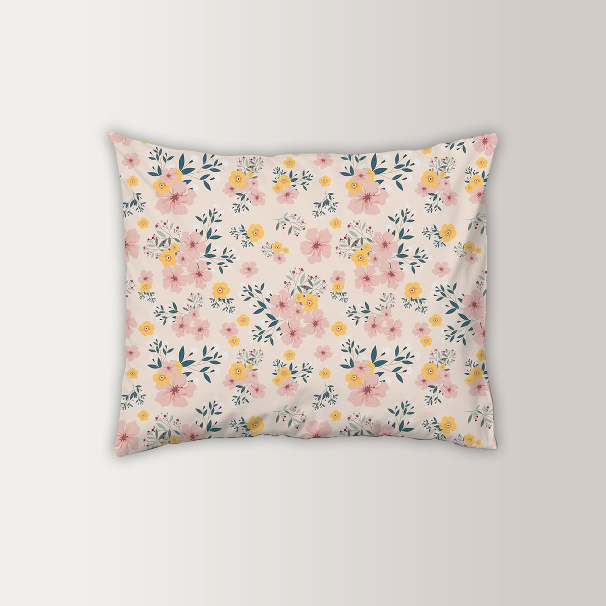 Pink And Yellow Flower Seamless Pattern Pillow Case