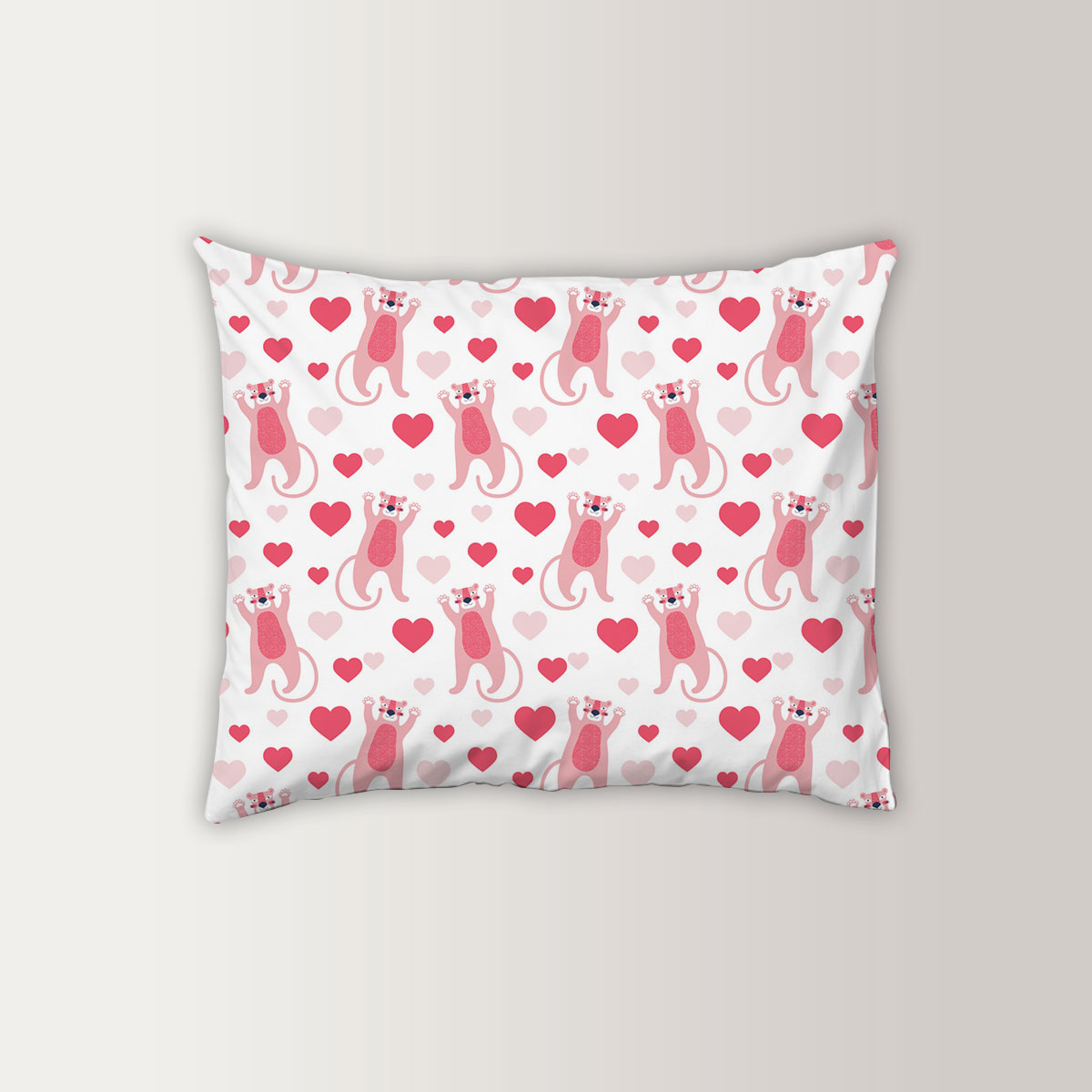 Pink Heart Panther Pillow Case