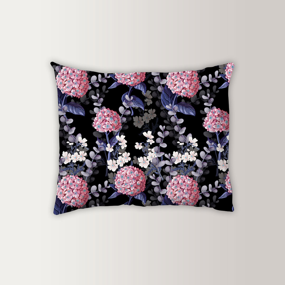 Pink Hydrangea Flower Pillow Case