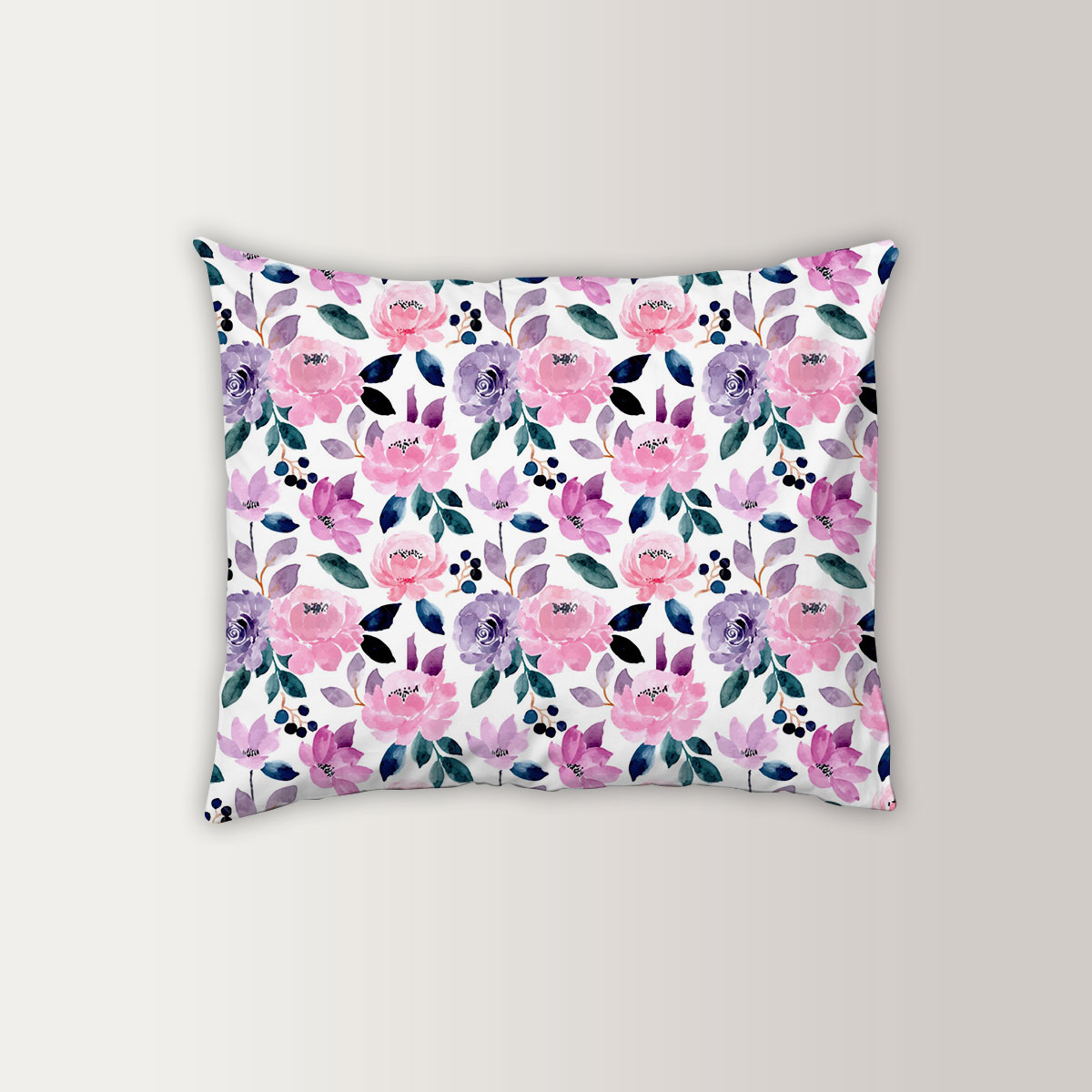 Pink Purple Seamless Pattern With Floral Pillow Case