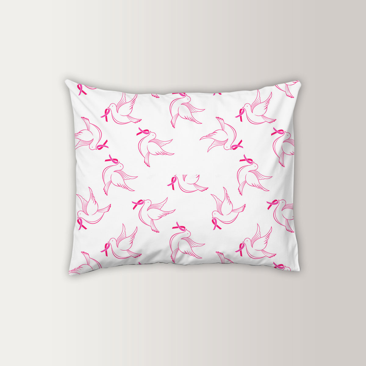 Pink Ribbon Flying Pigeon Pillow Case