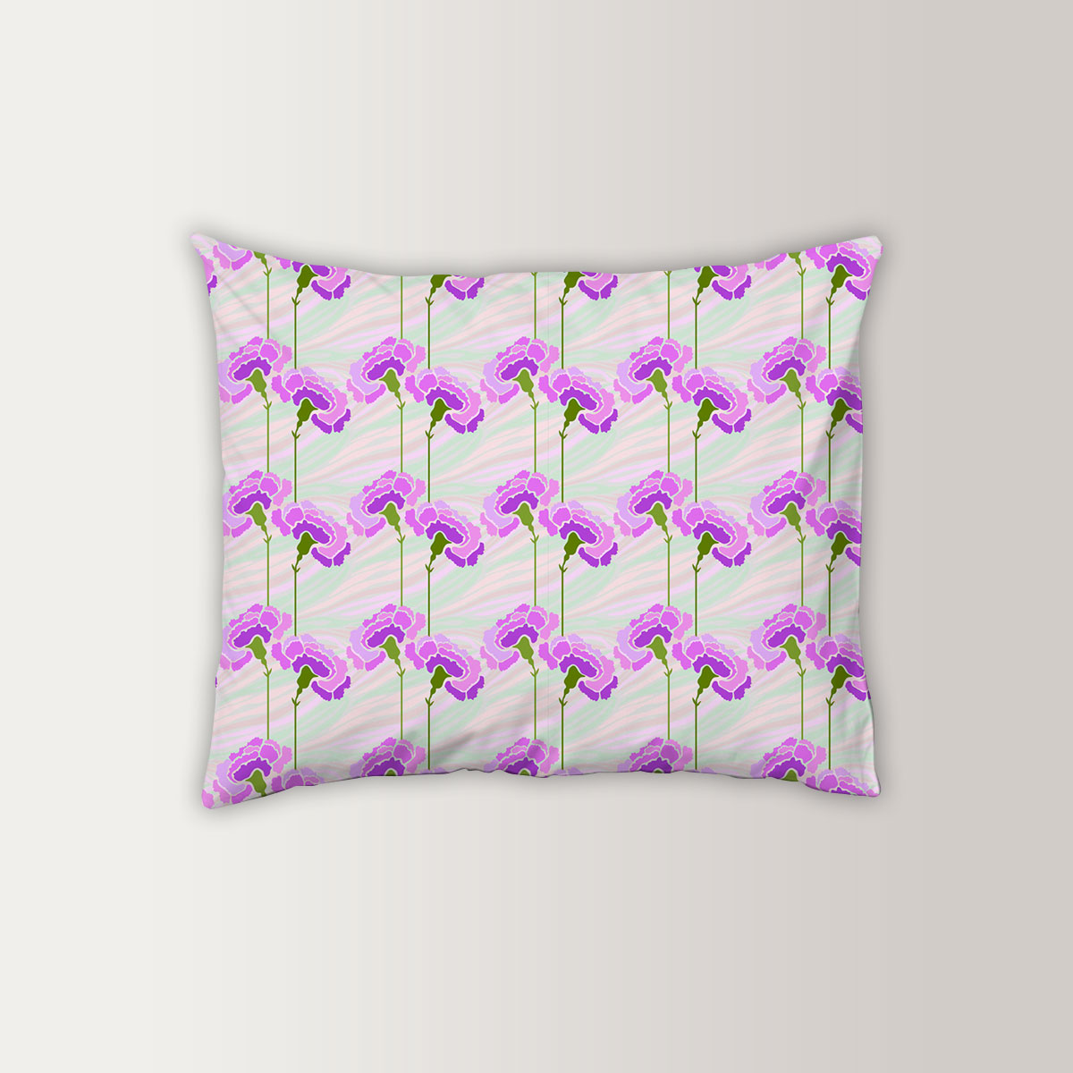 Purple Carnations Flower Pillow Case