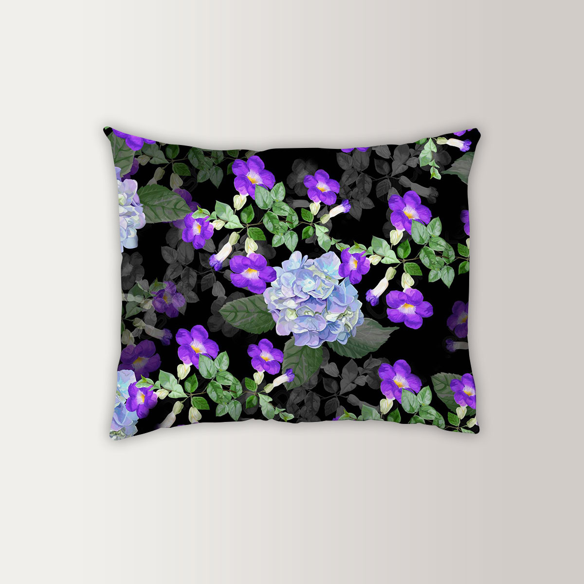 Purple Flower And Hydrangea Pillow Case