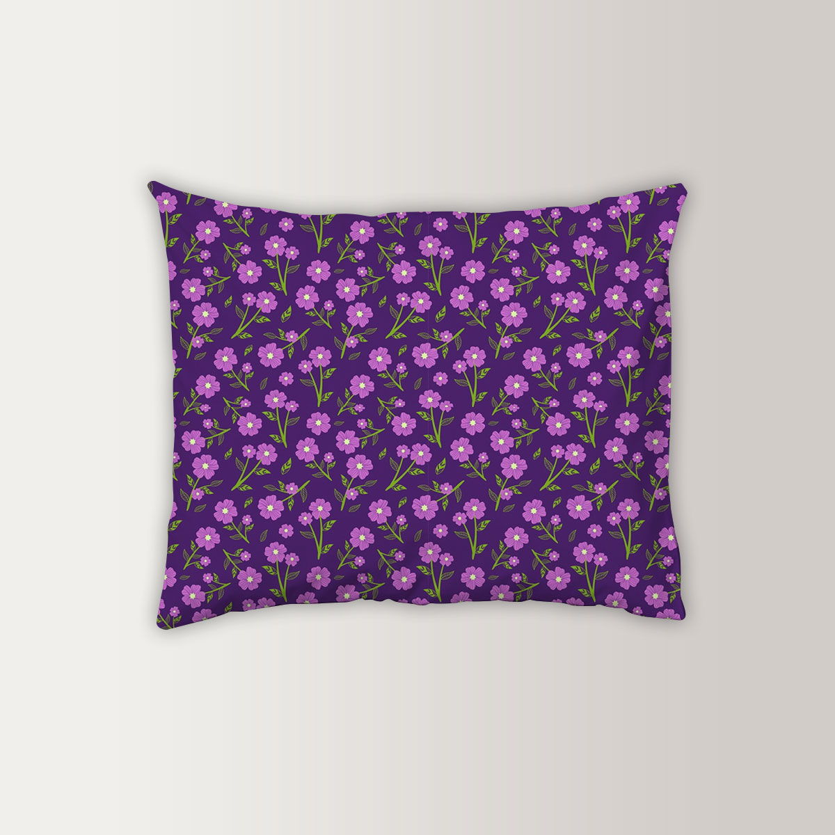 Purple Flower Vibe Seamless Pattern Pillow Case