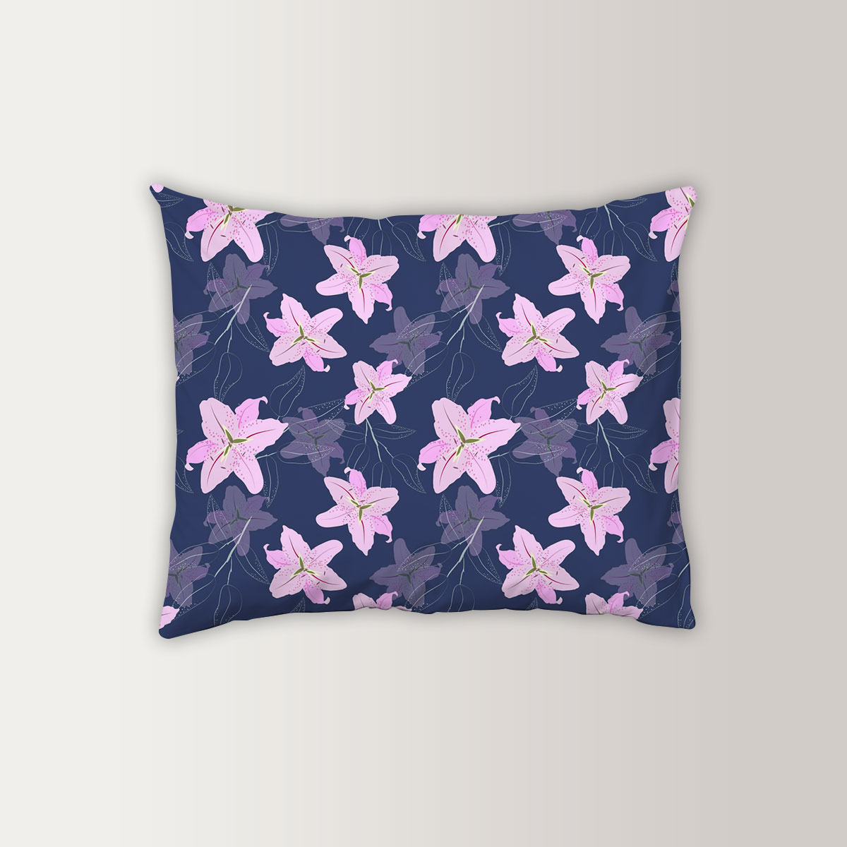 Purple Lily Flowers Pillow Case