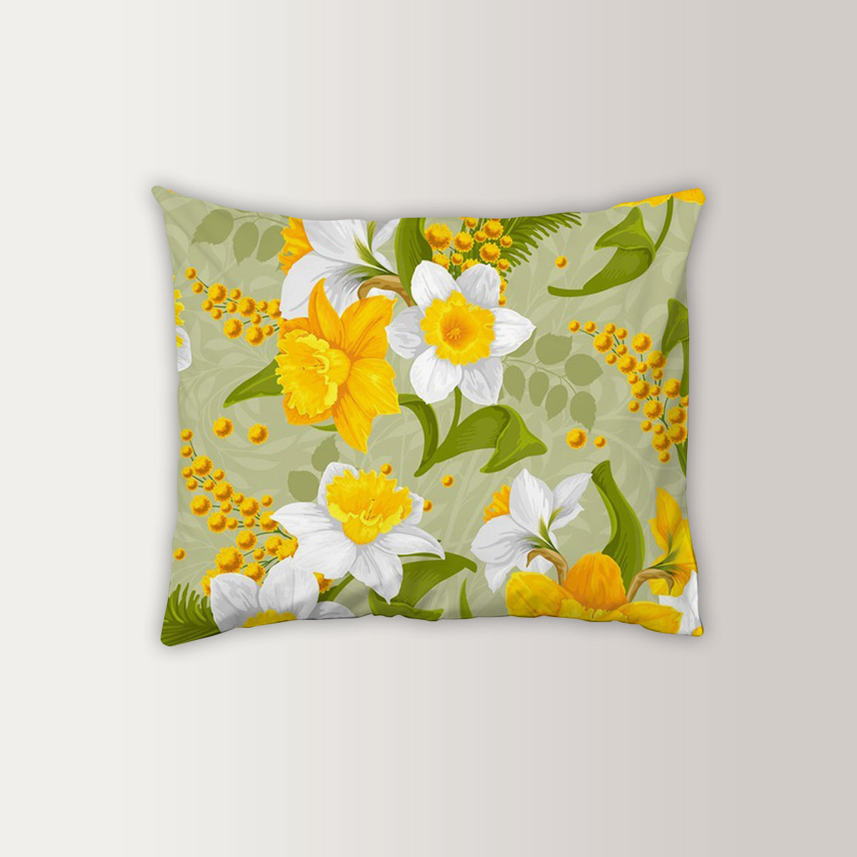 Retro Daffodils Flower Pillow Case