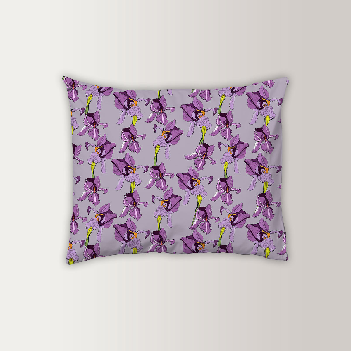Seamless Pattern With Purple Iris Flowers Pillow Case