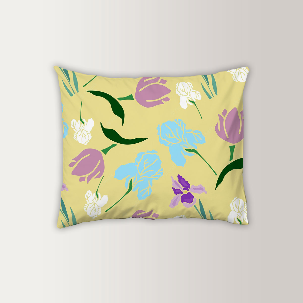 Spring Flowers Irises And Tulips Pillow Case
