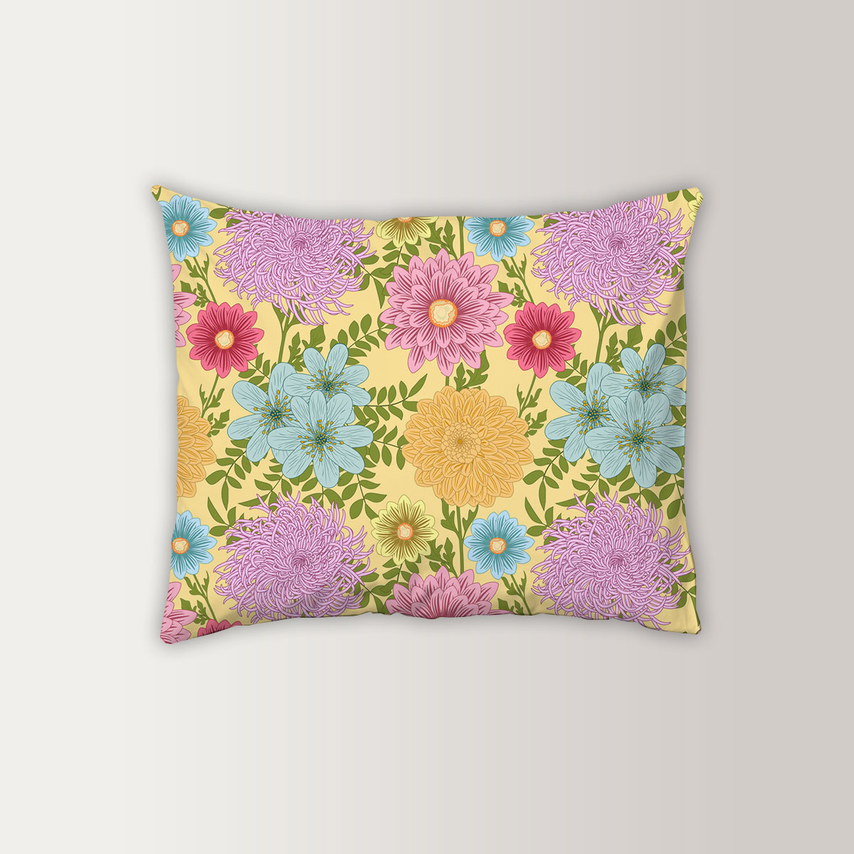 Summer Seamless Pattern With Daisy Chrysanthemum Pillow Case