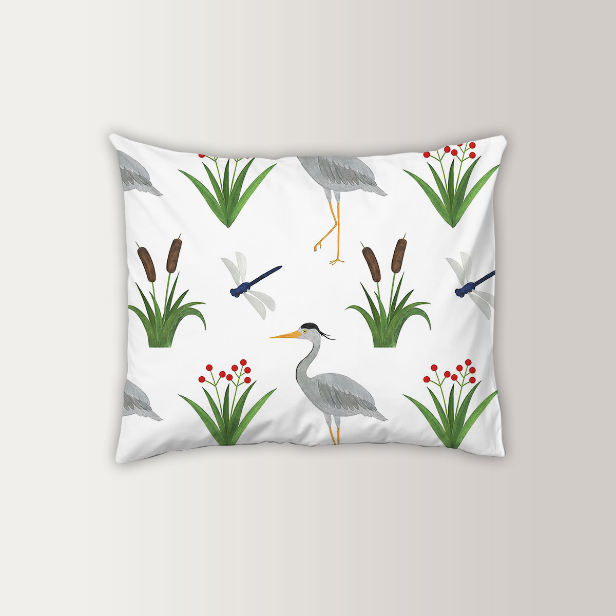 Tropical Heron Cartoon Pillow Case
