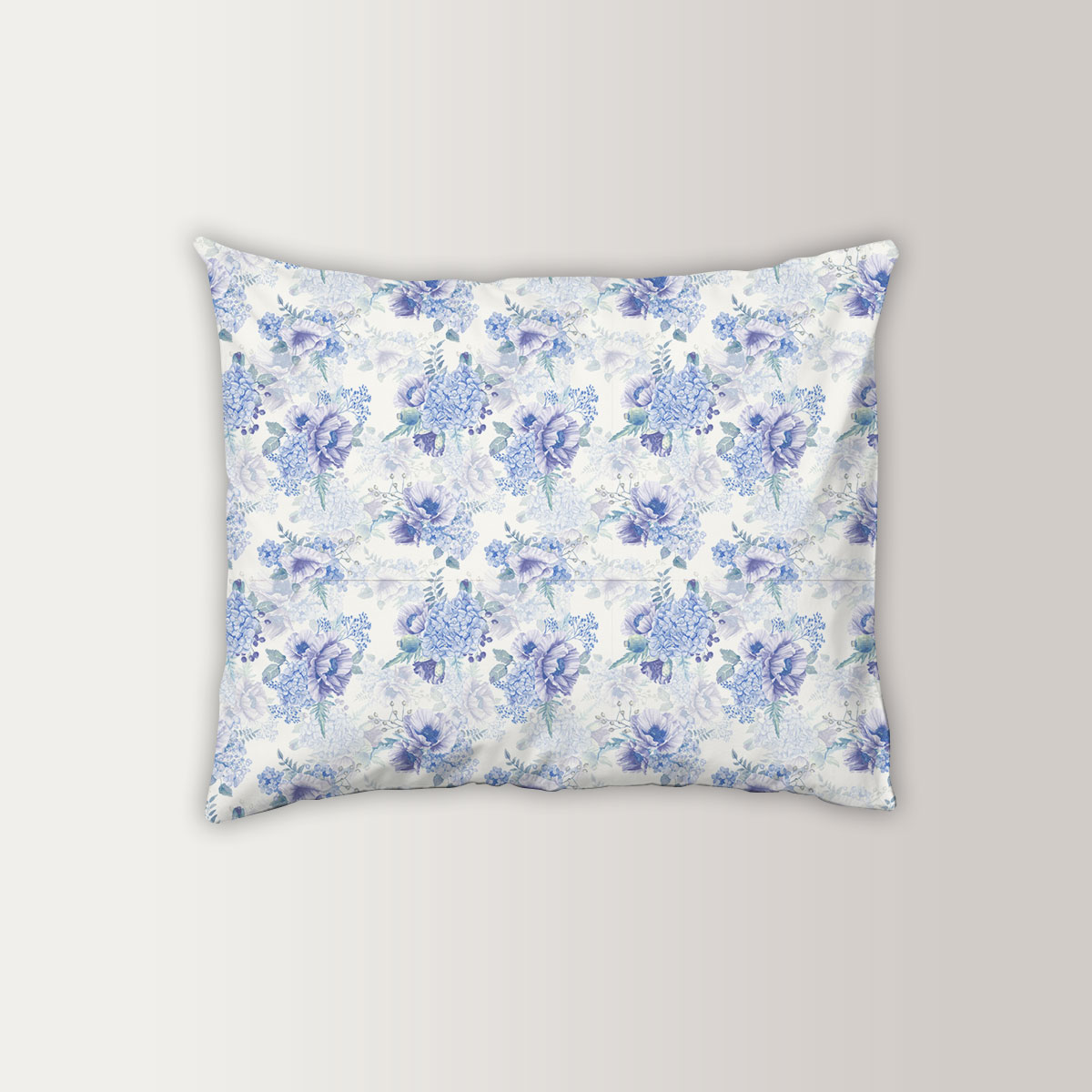 Vintage Blue Hydrangea Flowers Pillow Case