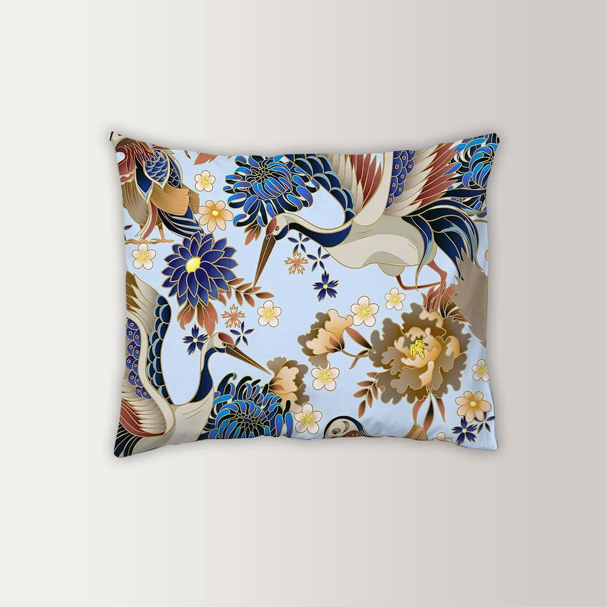 Vintage Heron And Flower Pillow Case