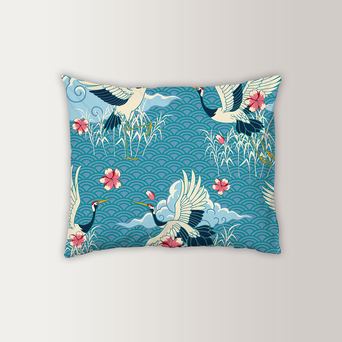 Vintage Spring Blue Heron Pillow Case