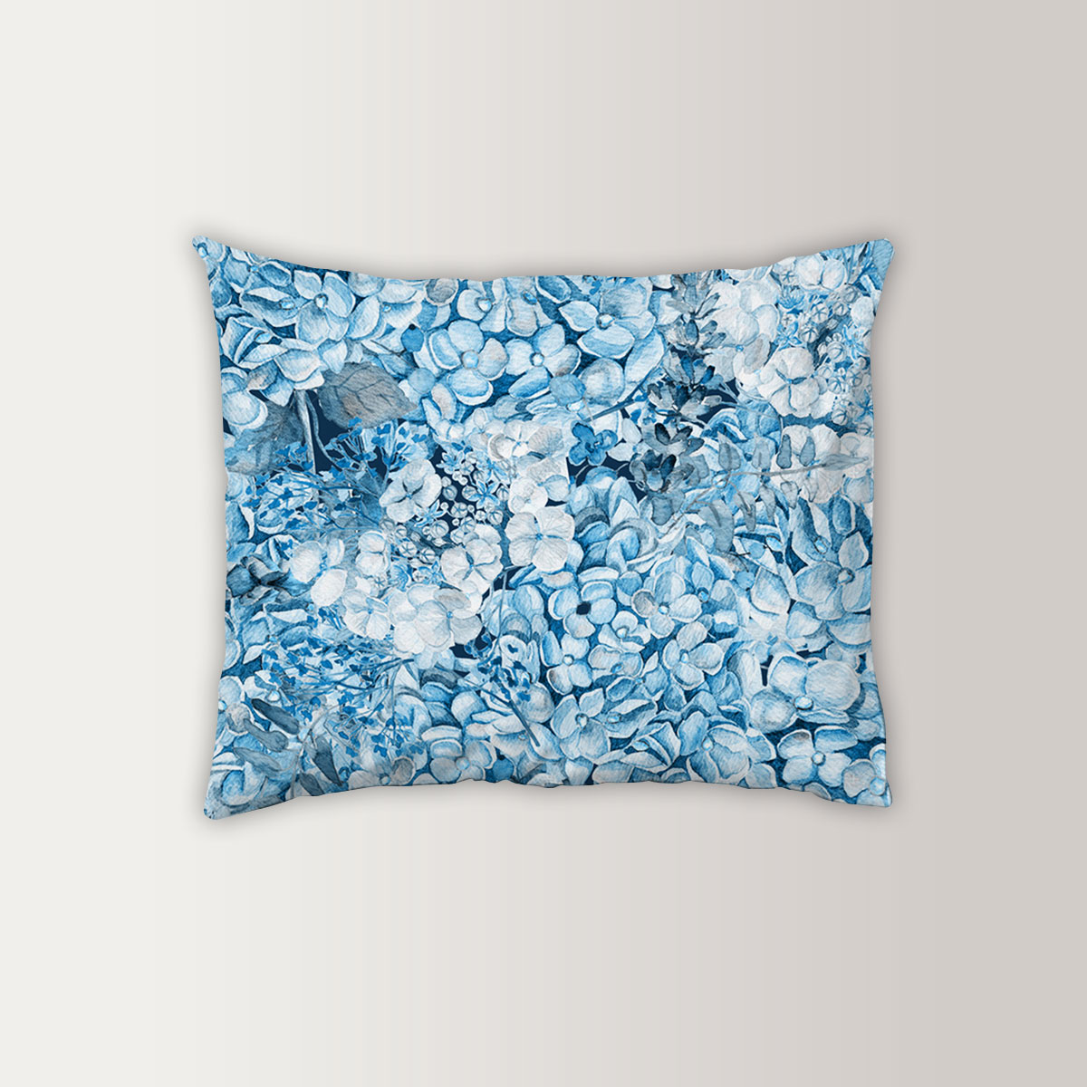 Watercolor Blue Hydrangea And Lavender Pillow Case