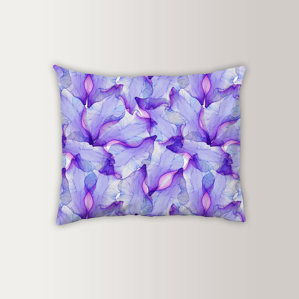 Watercolor Seamless Pattern With Purple Flower Pillow Case