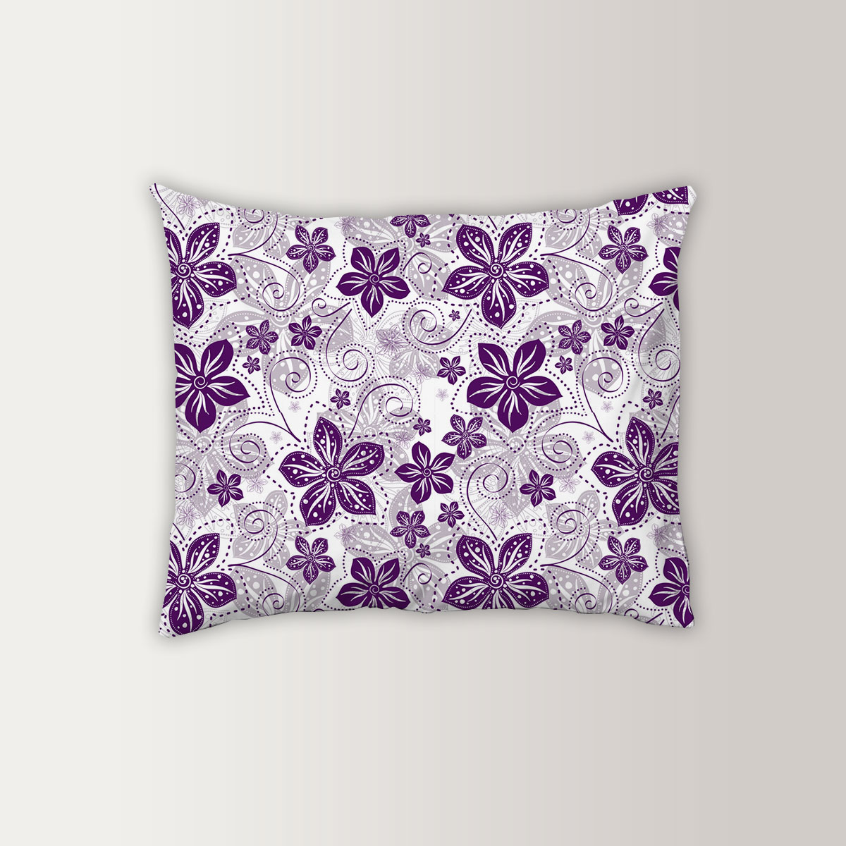 White Violet Floral Pattern Pillow Case