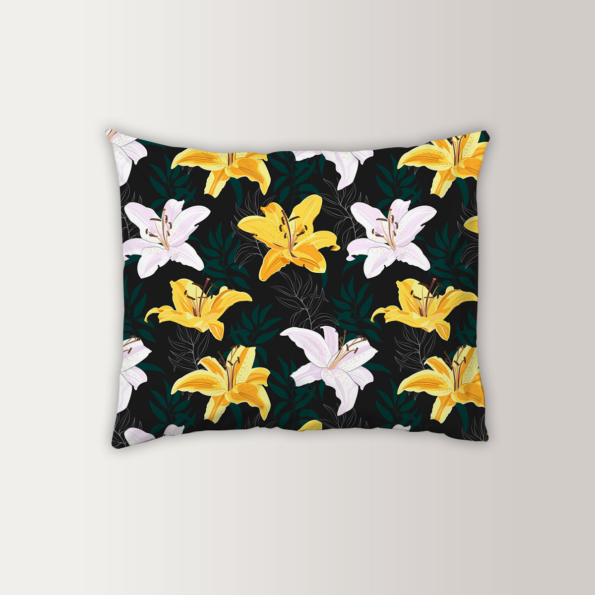 Yellow And White Lily Flowers Pillow Case