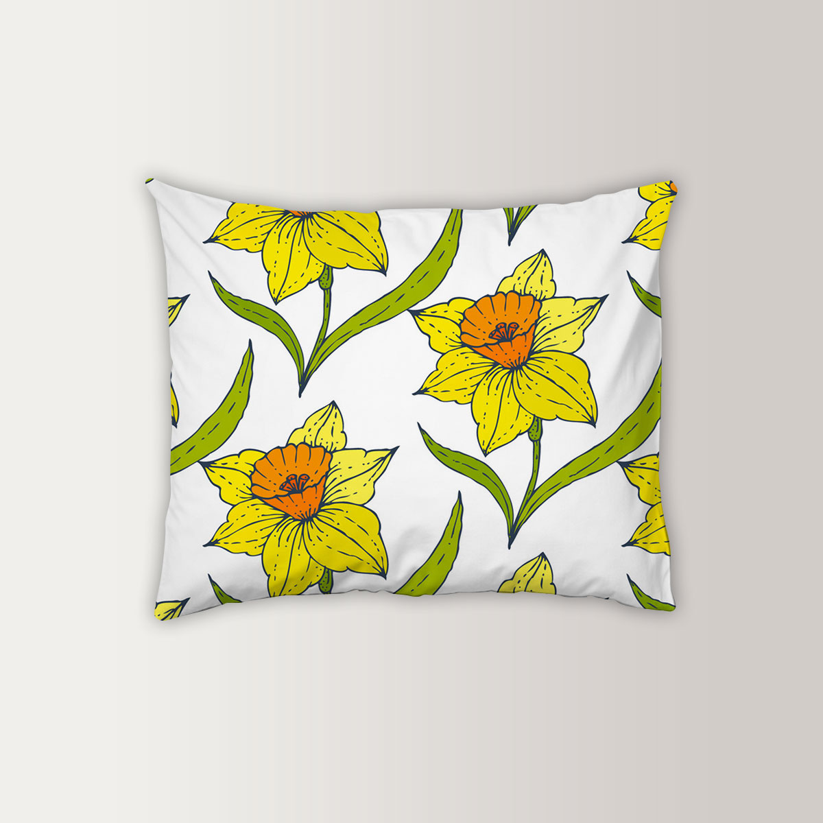 Yellow Daffodils Flowers Pillow Case