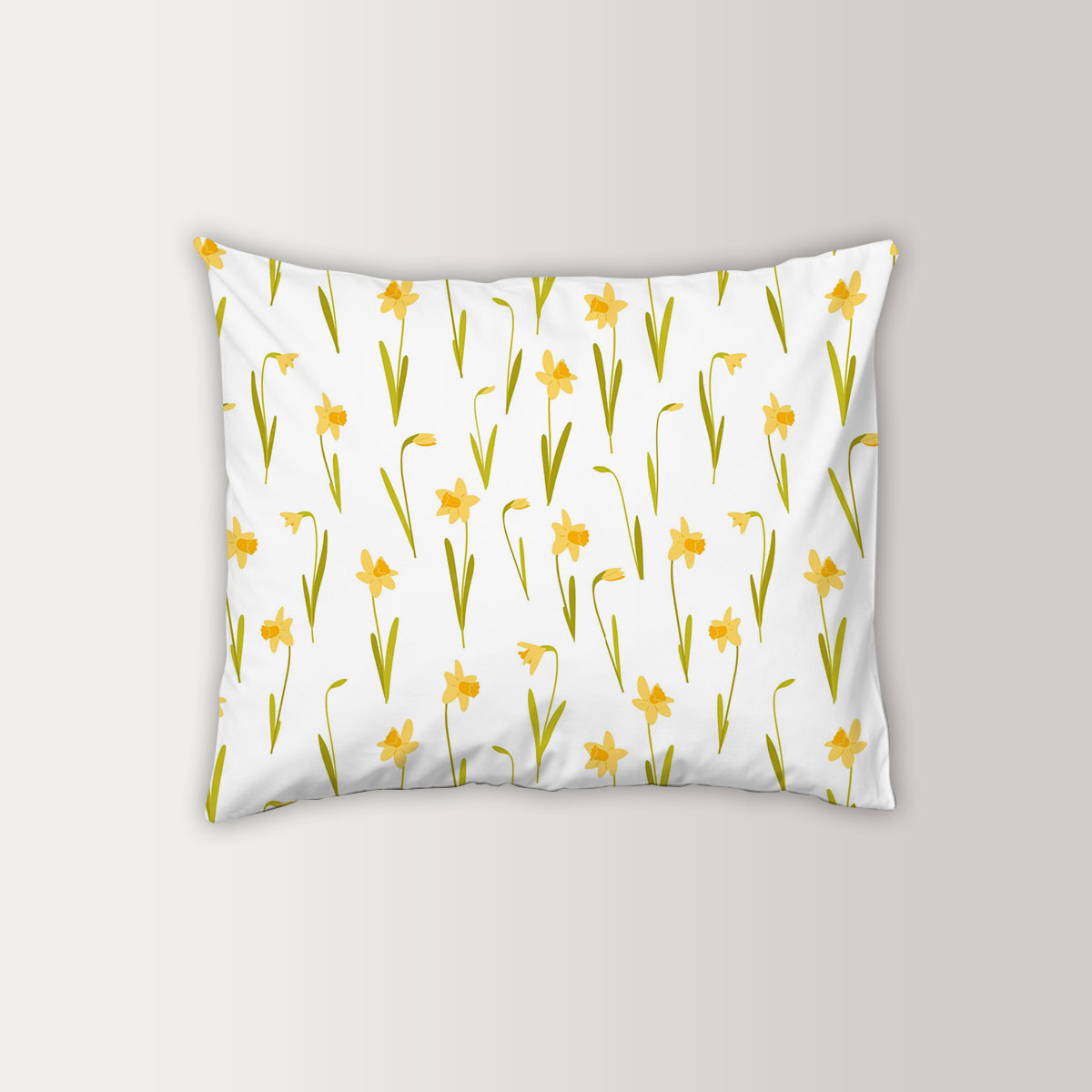 Yellow Daffodils On White Background Pillow Case