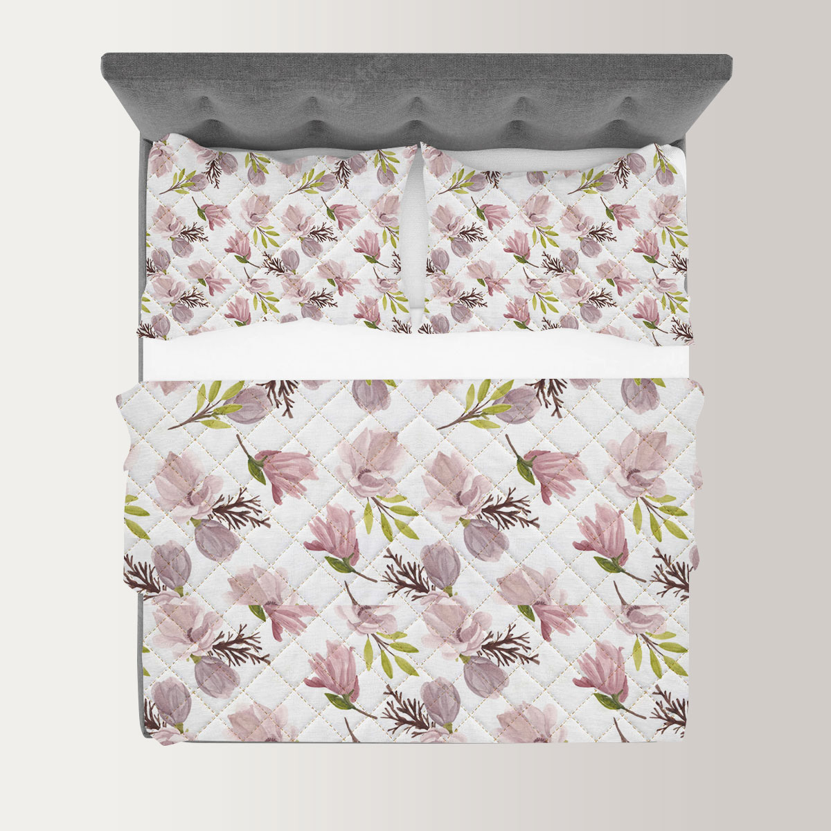 Beautiful Magnolia Flower Quilt Set