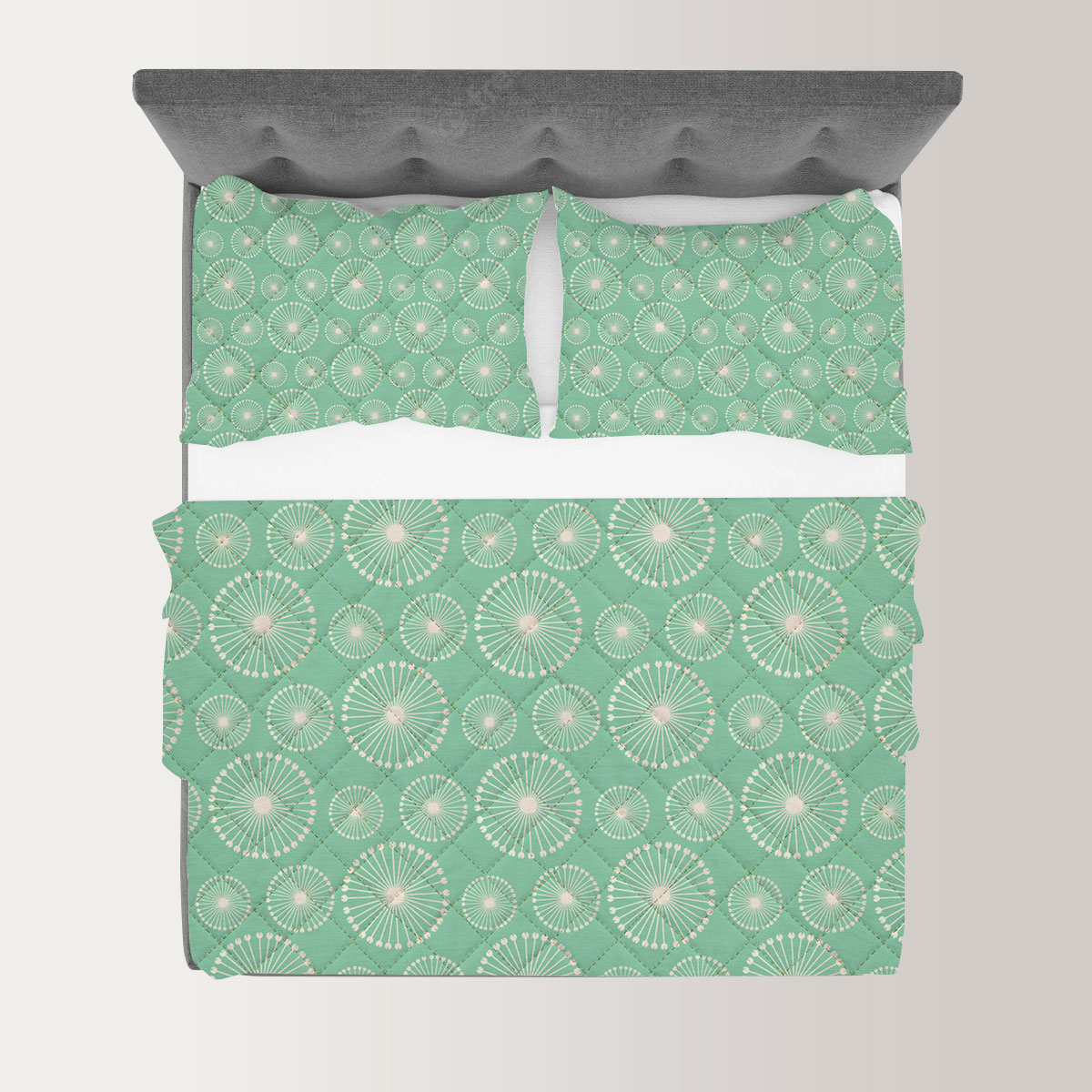 Dandelion On Green Background Quilt Set