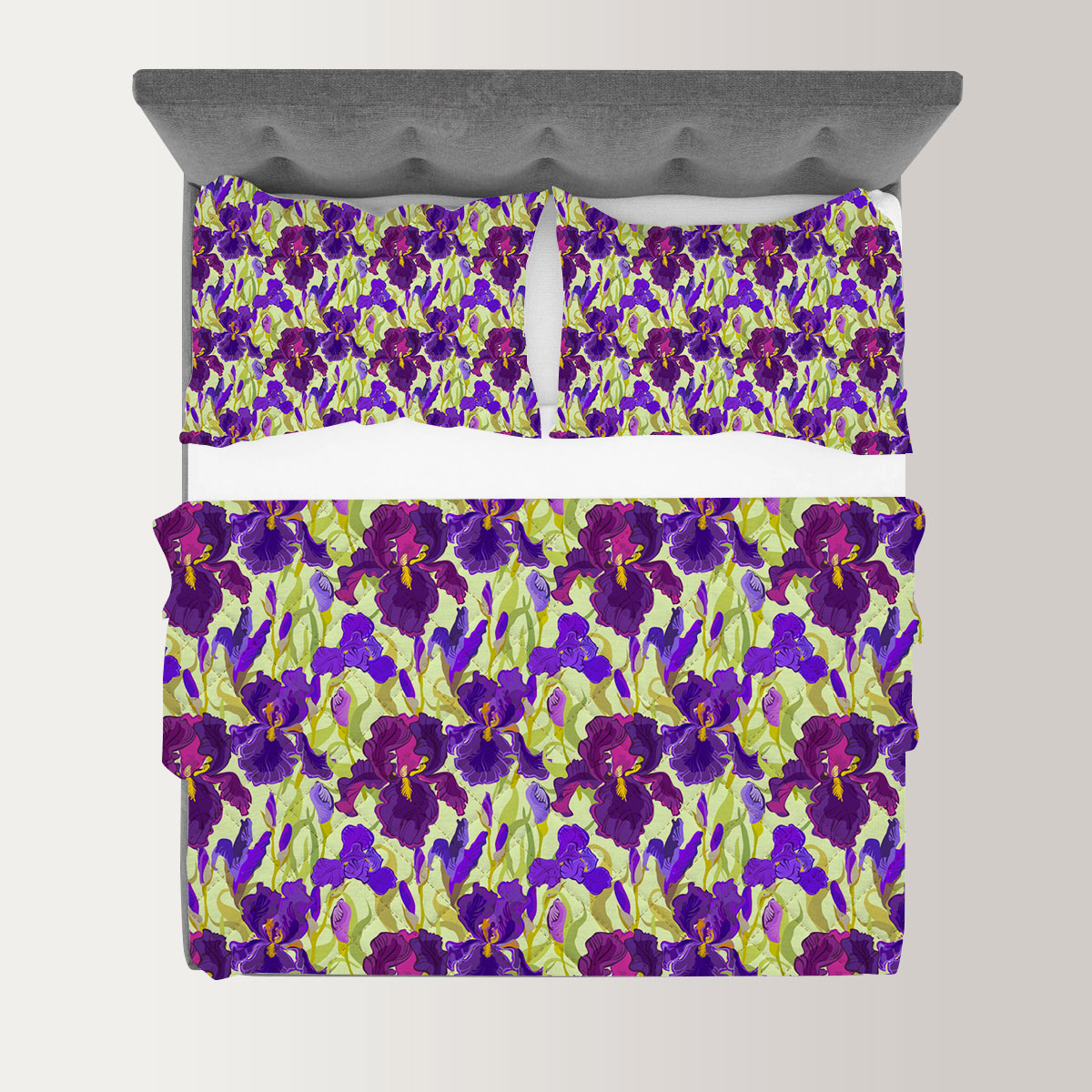 Floral Seamless Pattern Flower Iris Background Quilt Set