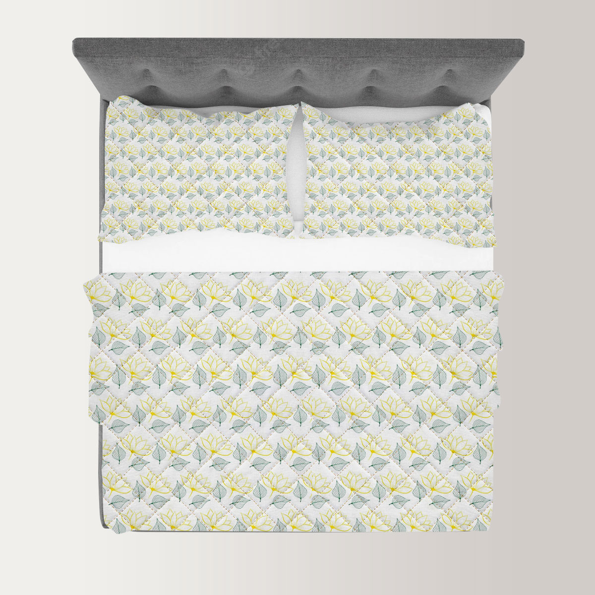 Magnolia With Leaves Seamless Pattern Quilt Set