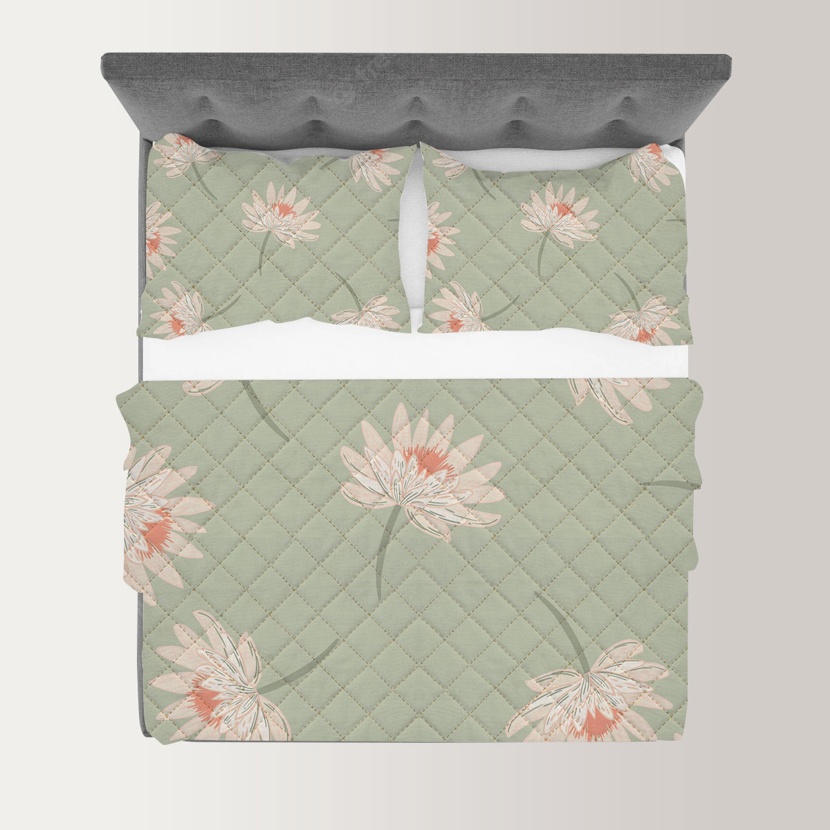 Pastel Tones With Random Chrysanthemum Quilt Set