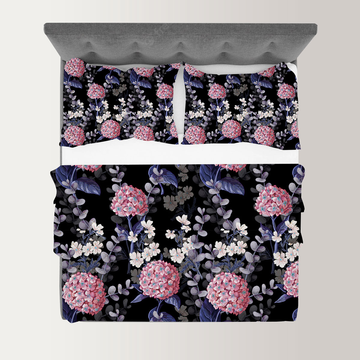 Pink Hydrangea Flower Quilt Set
