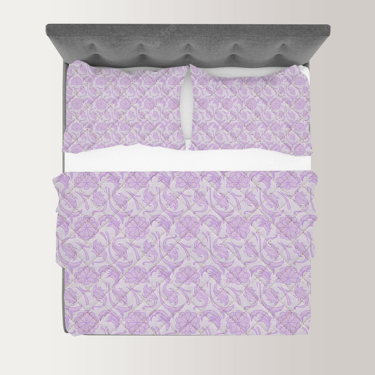 Purple Floral Seamless Pattern Quilt Set