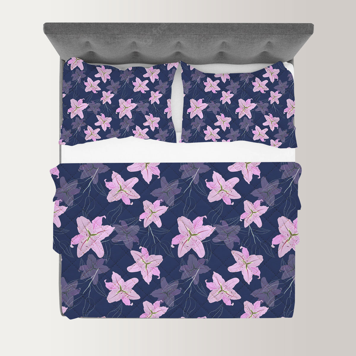 Purple Lily Flowers Quilt Set