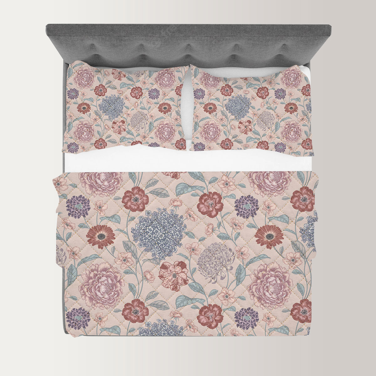 Retro Hydrangea Flower Quilt Set