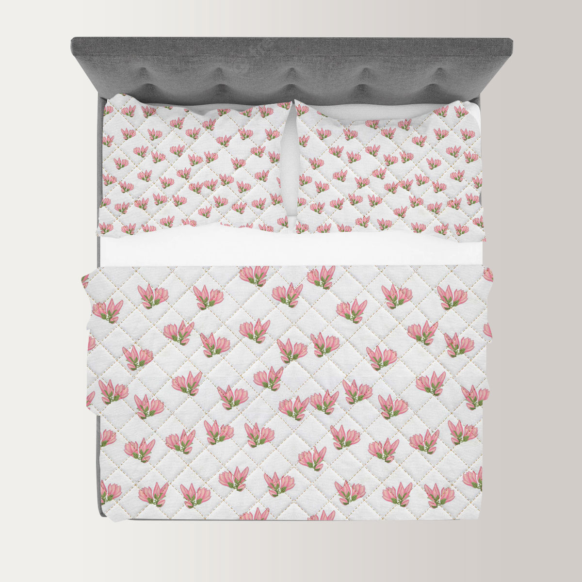 Romantic Magnolia Flower Quilt Set