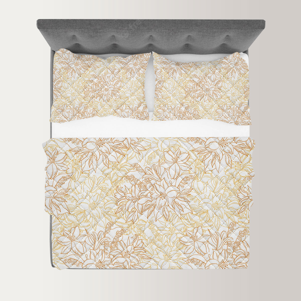 Seamless Pattern Lily Flowers Quilt Set