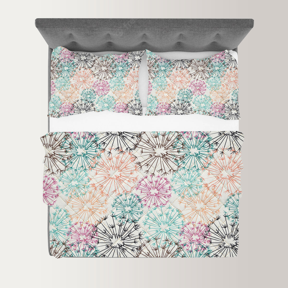 Soft Dandelion Seamless Pattern Quilt Set
