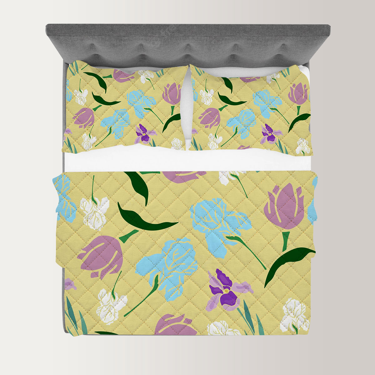 Spring Flowers Irises And Tulips Quilt Set