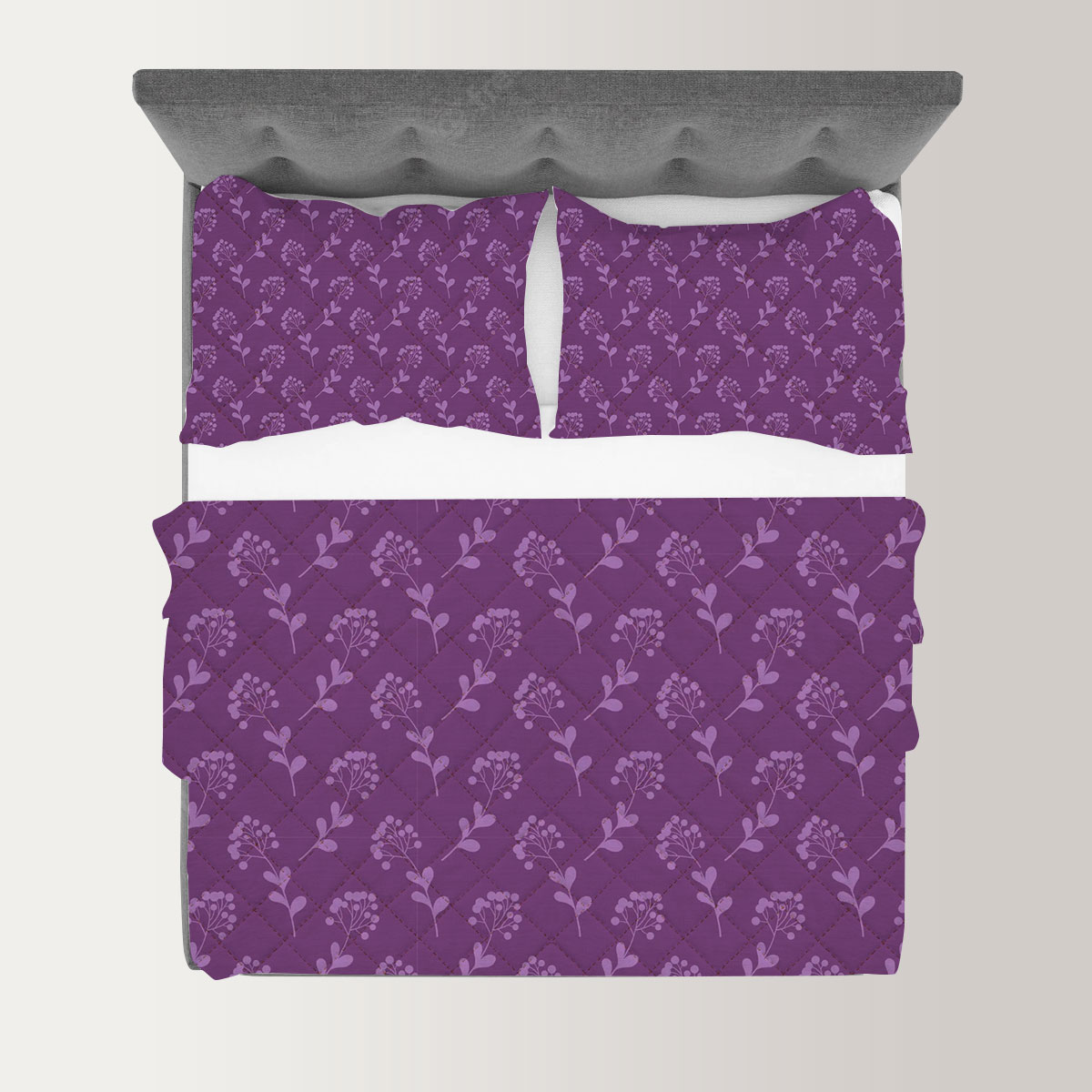 Violet Floral Seamless Pattern Quilt Set