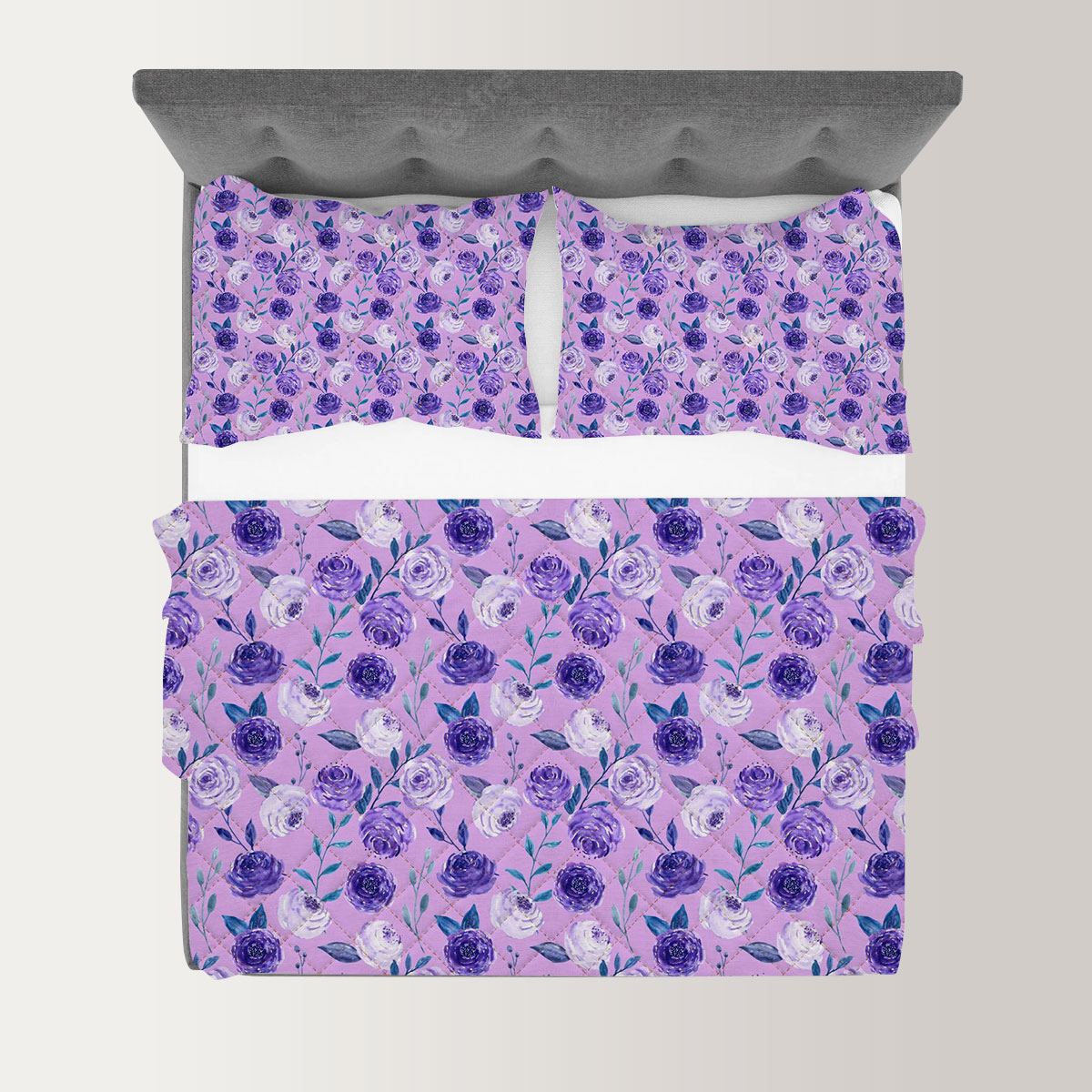 Violet Purple Flower Quilt Set