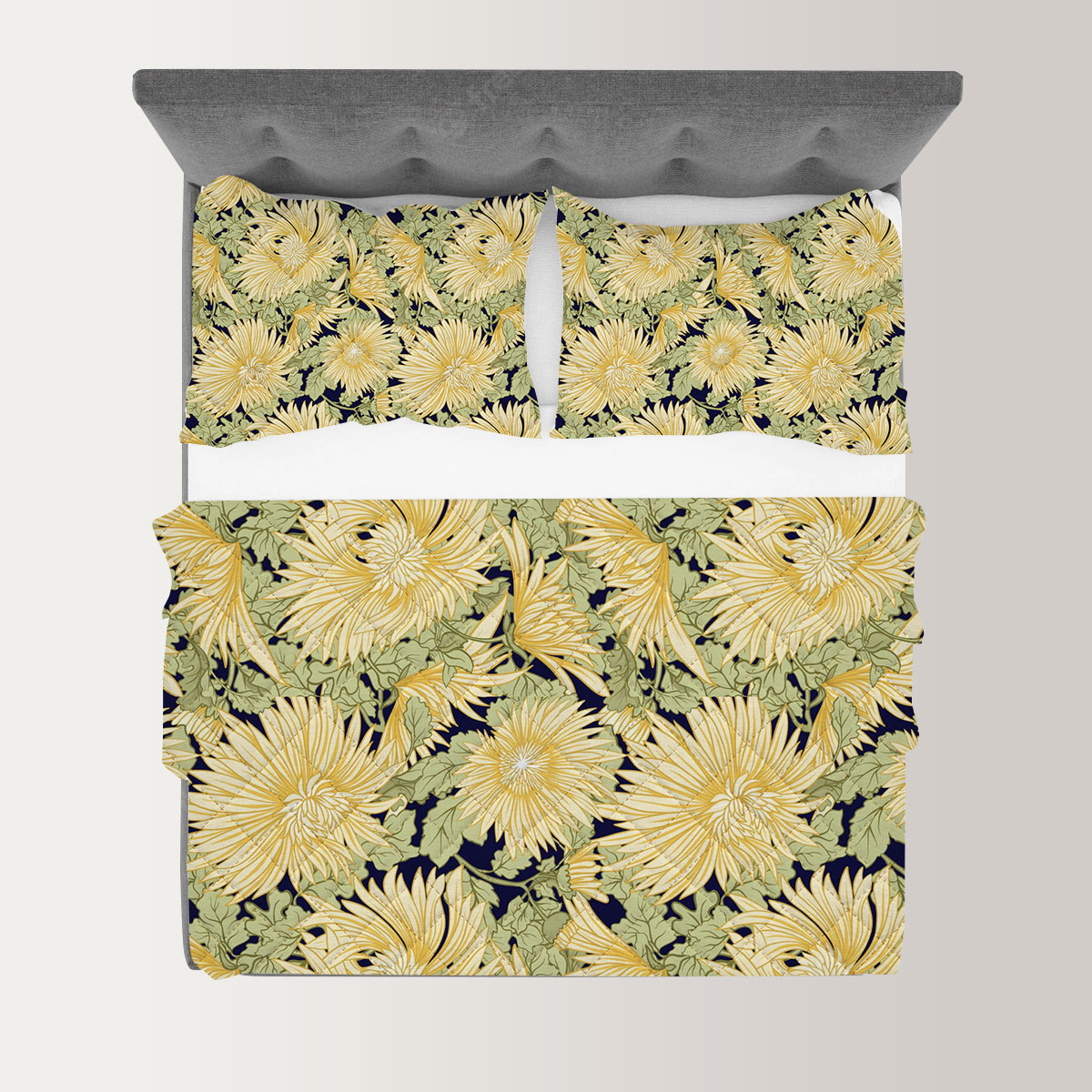 Yellow Japanese Chrysanthemum Quilt Set