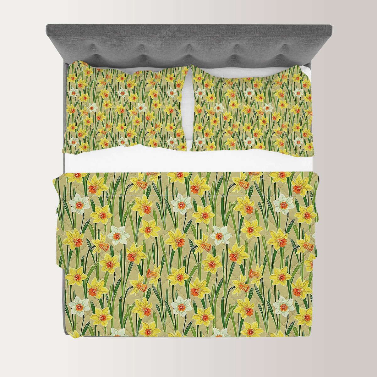 Yellow Jonquil Daffodil Narcissus Quilt Set