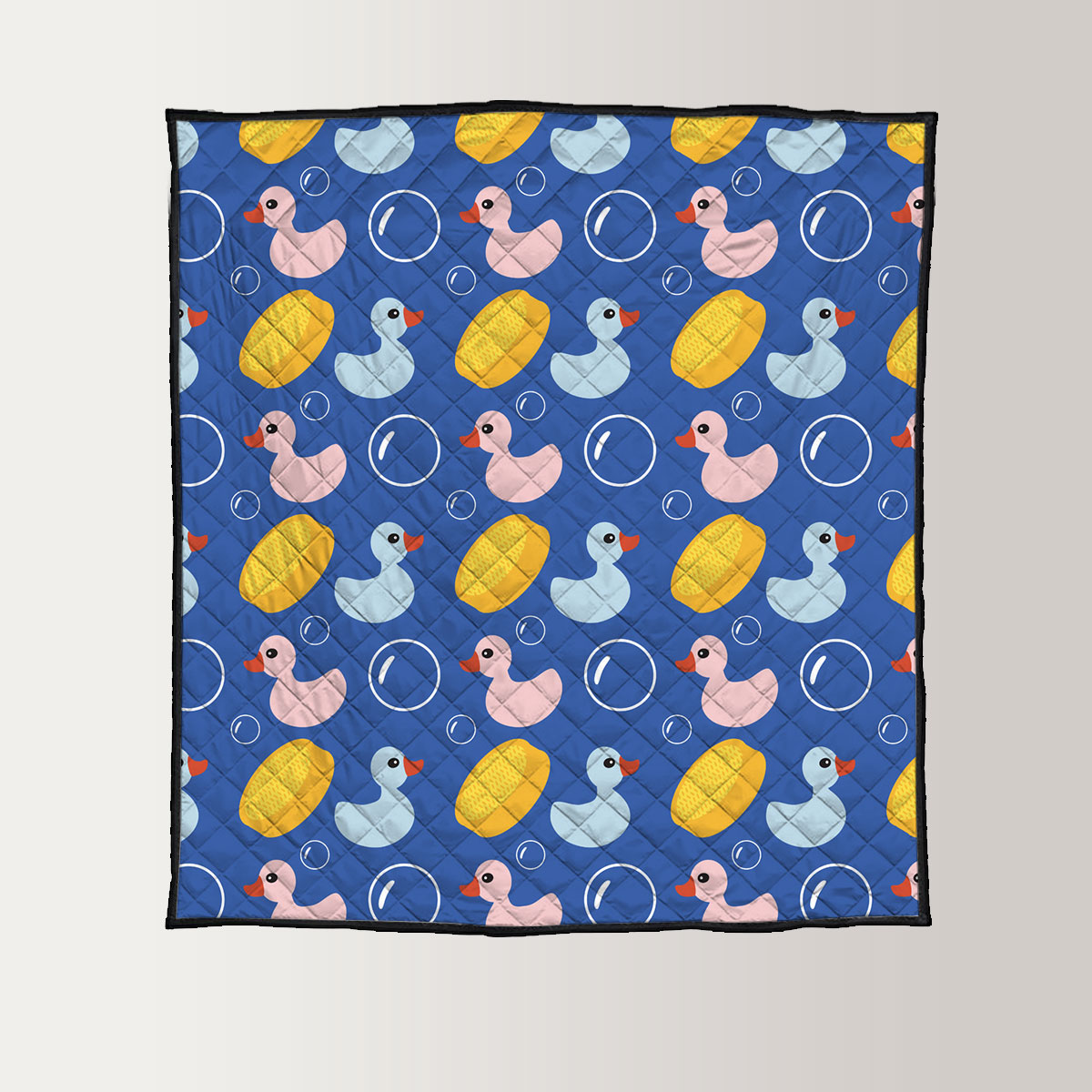 Blue Pink Duck Monogram Quilt
