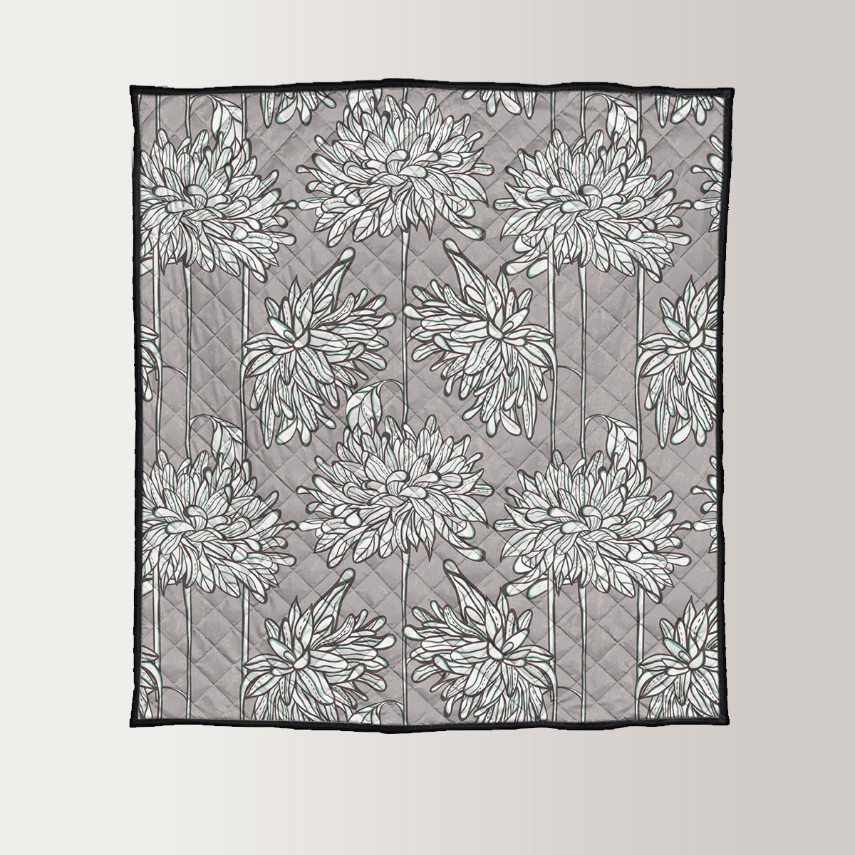 ChrysanthemumOn Gray Background Quilt