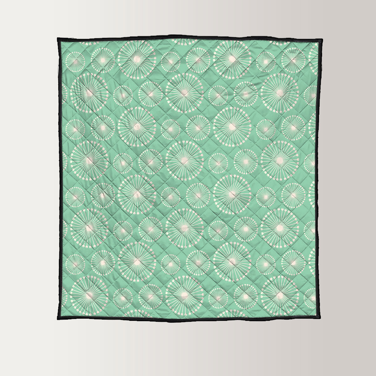 Dandelion On Green Background Quilt