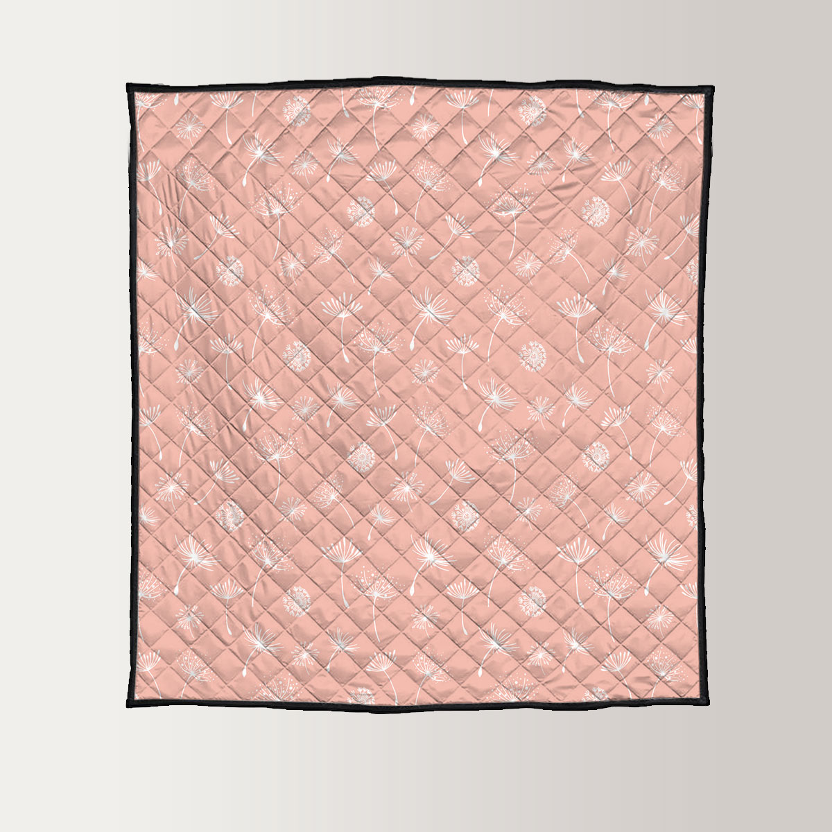 Dandelion On Pink  Background Quilt