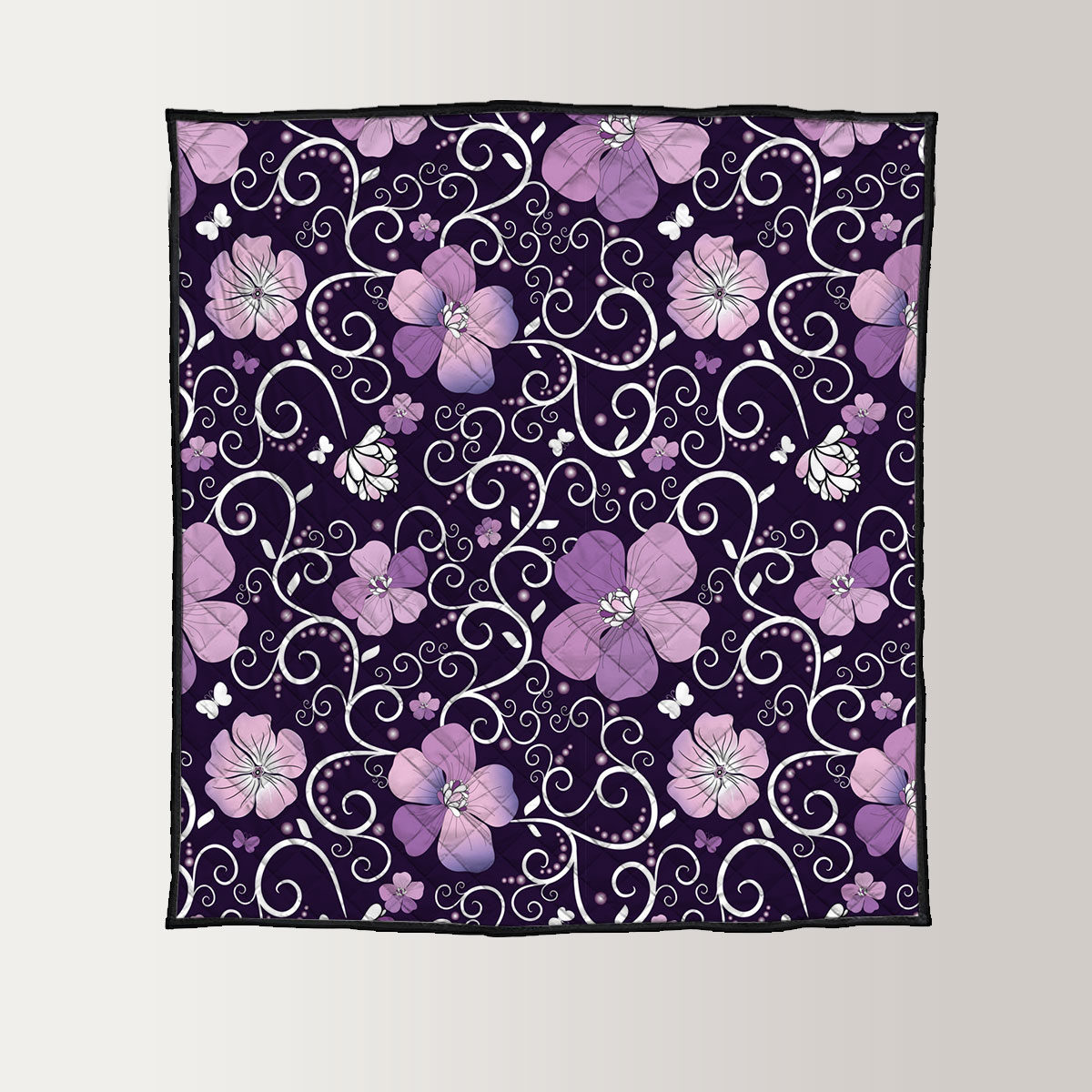 Dark Violet Floral Quilt