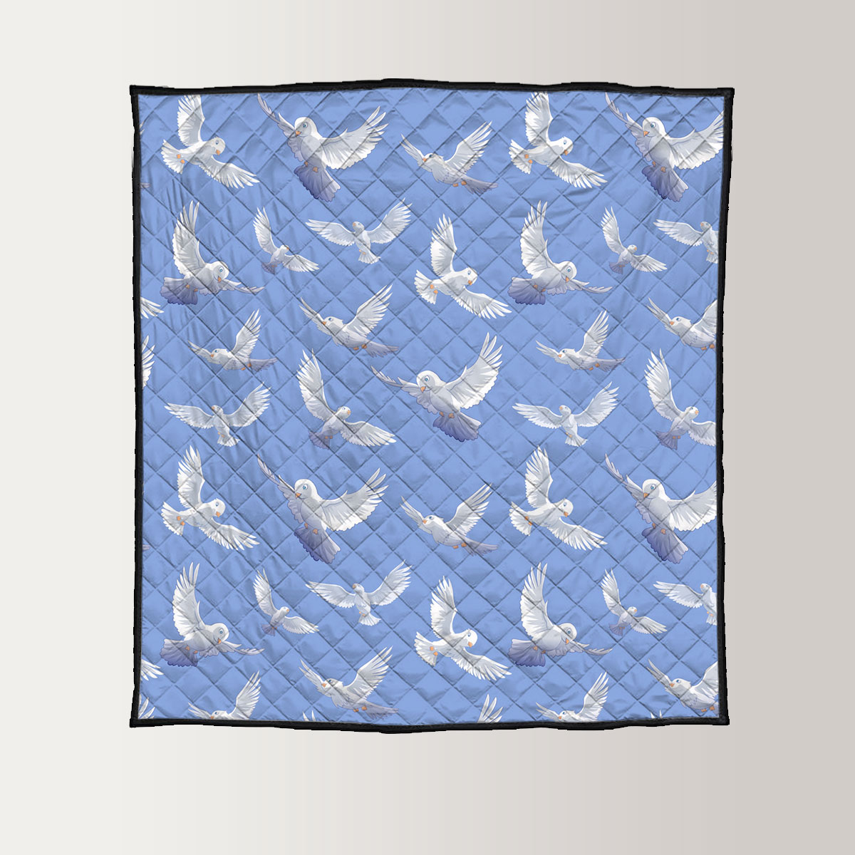 Flying White Pigeon Blue Sky Quilt