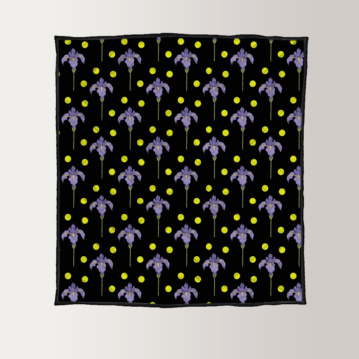 Iris Flower And Dot Seamless Pattern Quilt